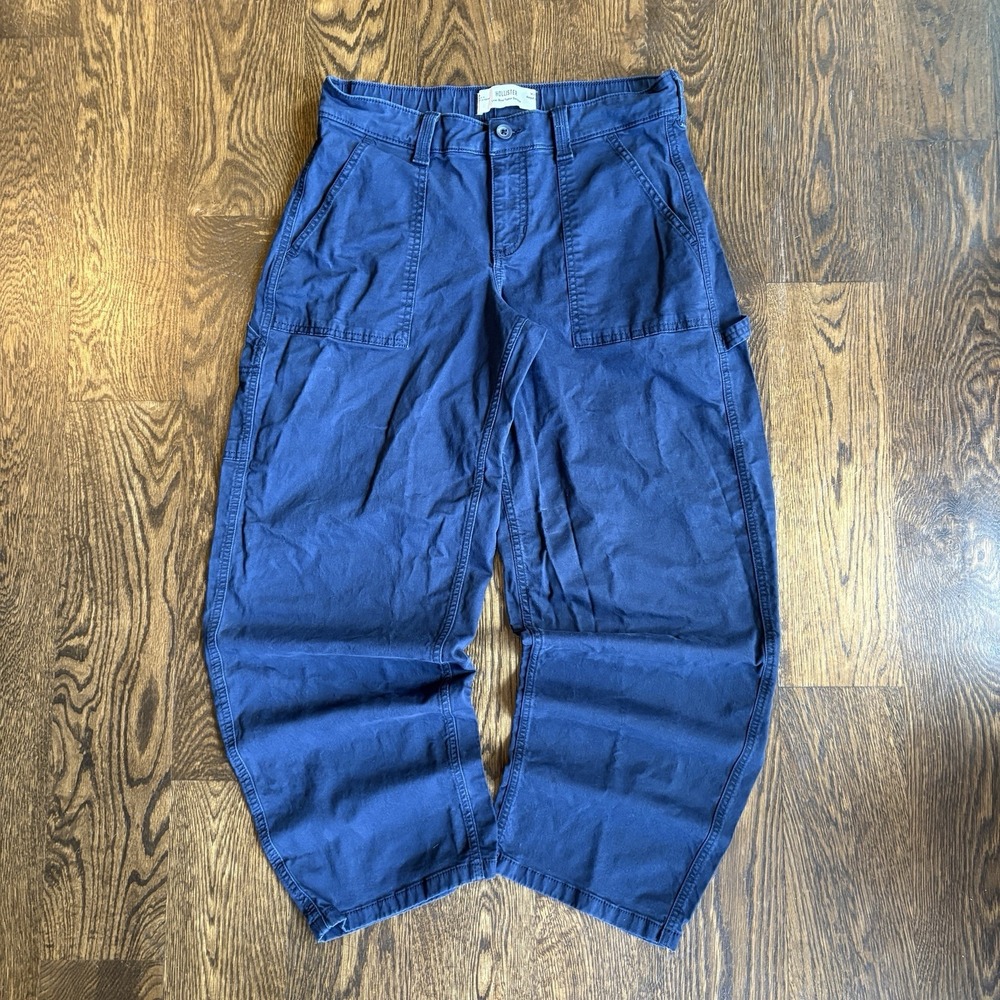 Hollister Low Rise Taper Baggy Carpenter Pants Navy Blue Parachute Womens W29